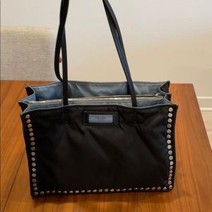 Prada Tessuto Nylon Etiquette Studded Tote Bag